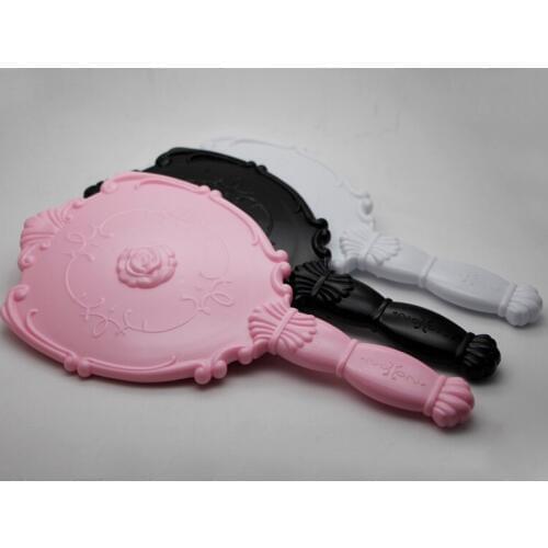 Big Size Vintage Rose Cosmetic Mirror Plastic Makeup Mirror Cute Hand Make Up Mirror 3 Colors Choice #MD391