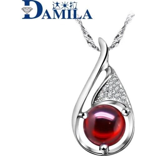 Fashion red ball necklaces pendants for women 925 sterling silver with Cubic Zironia stone pendant jewelry for ladies