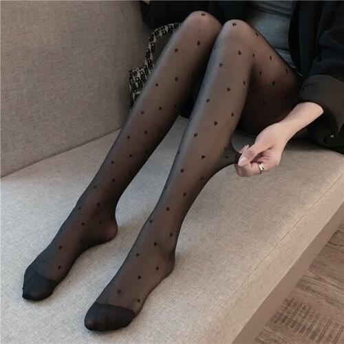 Black Dots Bow Women Stockings Black Heart Pattern Sexy Stockings Spring And Summer Sexy Beautiful Legs Pantyhose Stockings