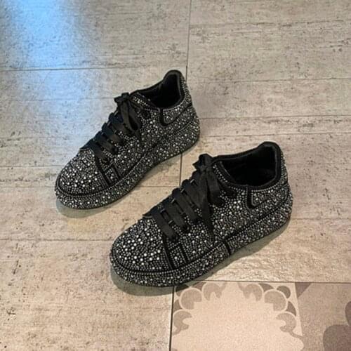 Womens casual shoes all-match spring and autumn 2021 fashion Korean student mesh breathable rhinestone platform sneakers