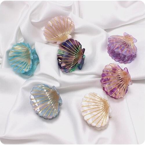 1pcs Lady Shell Shape Hair Claw Hairpins Fashion Barrette Beauty Hair Grips Girl Colorful Headwear Hair Styling Accessories