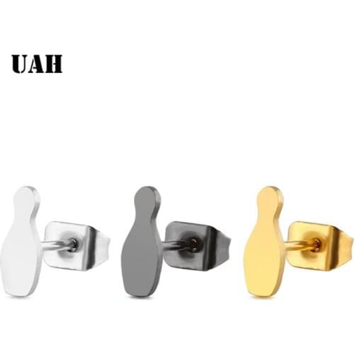 UAH 1 Pair Women Bottle Black Gold Silver Plated Ear Studs Earrings Stainless Steel Jewelry