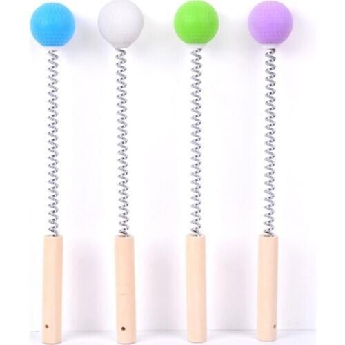 1Pc Creative Golf Shaped Massage Hammer Multi-purpose Spring Massage Stick Wooden Handle Full Body Knee Massage Ball Relaxation