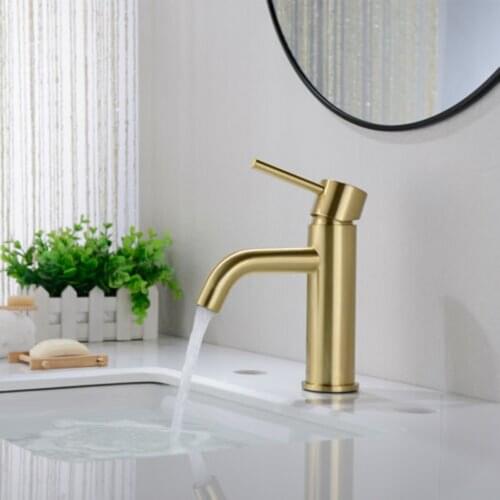 1Pc Stainless Steel Bathroom Sink Faucet Basin Mixer Taps Single Lever Gold Black Hot And Cold Faucet Home Improvement