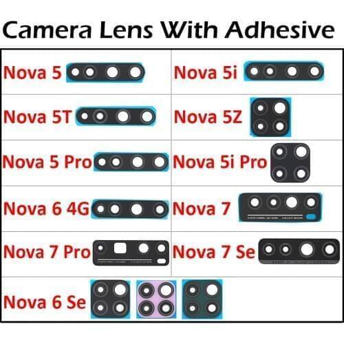 100% Glass Back Rear Camera Glass Lens For Huawei Nova 5T 5 5i 5T 5Z 6 Se 7 Pro Rear Back Camera Lens Glass With Sticker