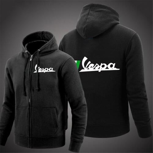 2021 Vespa Logo Men Jacket Print Sweatshirt Spring Autumn Fleece Cotton Zipper Hoodies Harajuku Fashion Male Casual Coats