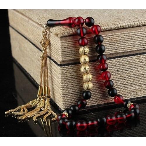 33 Beads Fire Amber Muslim Prayer Tasbih Misbaha Islamic Jewelry Subha Capsule Cut Tassel 925 Caliber Silver Special Design