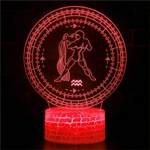 3D night light 12 constellation light Aquarius children men and women couples home bedroom desktop decoration toys game gifts