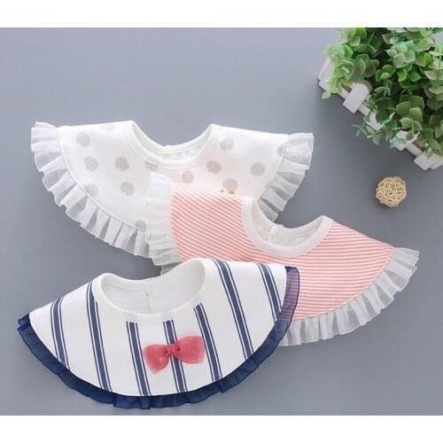 Baby bib 360 degree round childrens bib Princess lace edge decoration baby saliva towel