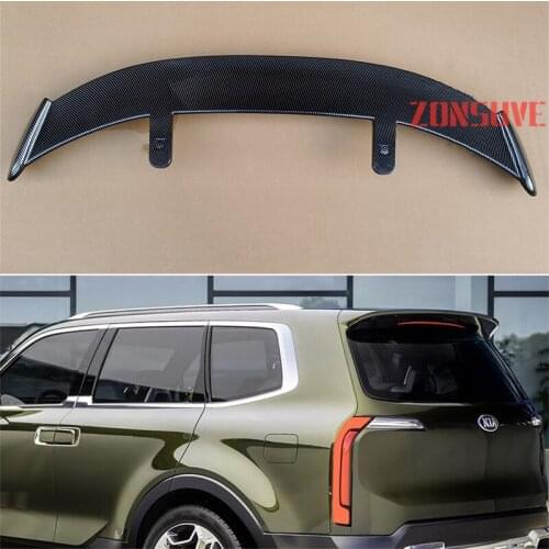 Use For KIA 2016-2021 Telluride ABS Plastic Carbon Fiber Look Hatchback SUV Roof Rear Wing Body Kit Accessories