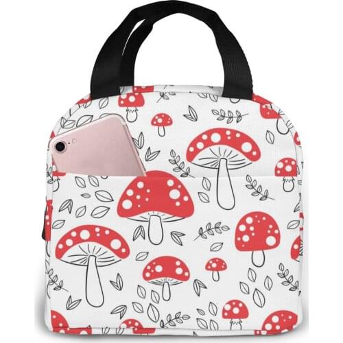 Insulated Lunch Bag Thermal Cute Mushroom Tote Bags Cooler Picnic Food Lunch Box Bag