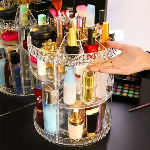 Cosmetic Storage Box, Transparent Rotatable Acrylic Storage Box Commodity Shelf for Cream Perfume Lipsticks 2020 New Arrivals