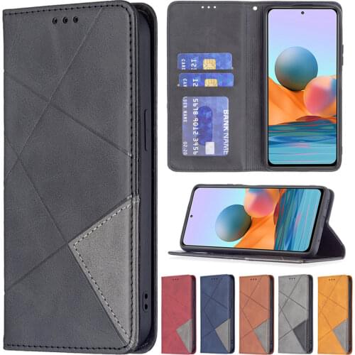 Diamond Dark Magnetic Leather Wallet Case For Xiaoim Redmi Note 10/10S/10 Pro Max/9/8/7 Pro K40Pro 9 9A 9C 8 8A Mi Poco X3/M3/F3