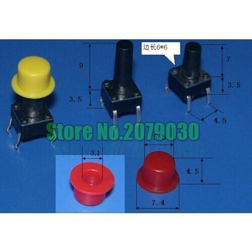 Mix 7 colors Key hole cap A101 / outer diameter 5.5 / High 4.5 / Inner hole 3.1 fit for 6x6 6*6 Tact Switch 1000pcs