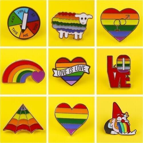 LGBT Pride Brooch Badge Rainbow Flags Intersex Pins Cute Heart Gay Brooches Badge On Cloth Denim Women Jackets LGBT Accessories