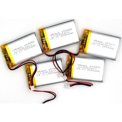 5pcs 3.7V 2000mAh Li-Polymer Rechargeable Battery Lithium PH2.0 Li-Po ion for MP3 MP4 KTV family microphone with GPS103450