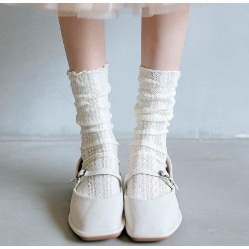 Fashion Women Long Knee Socks Japanese Hollow Pile Stocking Lolita Style for Girls Fairy Socks In Summer High Quality