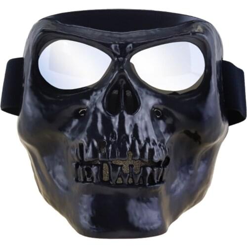 Cool Skull Motorcycle Face Mask With Goggles Detachable Modular Goggles Mask For Vintage Open Face Motorcycle Helmet