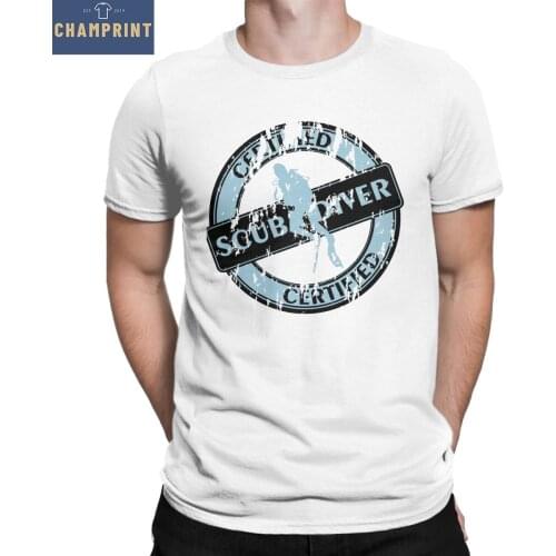Men T-Shirt Certified Scuba Diving Dive Diver Humorous 100% Cotton Tees Short Sleeve T Shirts Crewneck Clothes Adult