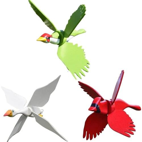 2021 New Wood Sea Gull Windmill Yard Art Garden Decorative Whirligig Asuka Windmill Natural Wooden Flying Bird Wind Spinner