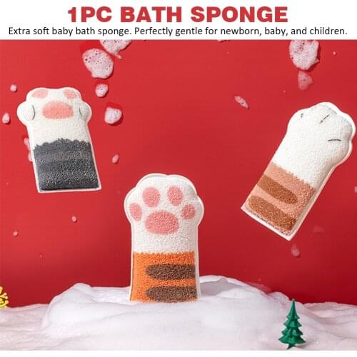 Cleaning Skin Shower Accessories Hydrophilic Extra Soft Home Baby Bath Sponge Cartoon Dirt Removal Cat Paw Cute Comfortable Spa