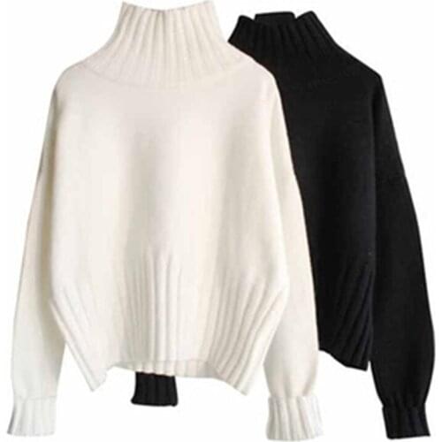 2020 Autumn Winter Turtleneck Pullover Sweater Women Loose Warm Thicken Oversized Knitted Sweaters Female Casual White Sweater