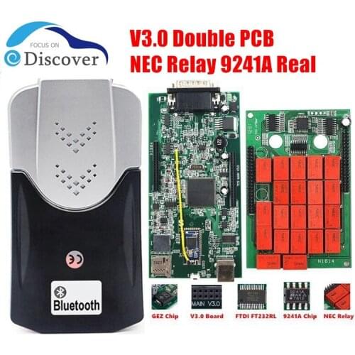 Multidiag Pro green double PCB board with Real 9241A Chip V3.0 Diagnostic tool Bluetooth TCS PRO V2016.R1 NEC Relay Auto Scanner