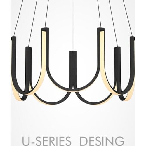 Nordic LED Chandelier U-SERIES Creative Designer Model Room Light Luxury Living Room Dining Room Bedroom Light Fixtures 220V