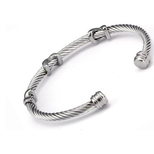 Simple Fashion Design Silver Chain Link Wristband Bangles Original Brand Open Cuff Charm Men Women Bracelets Bangles