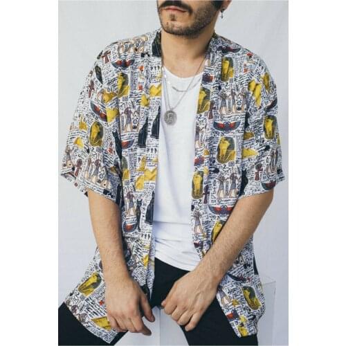 Retro Shirt Vintage Shirt Colorful Unisex Standard Size Patterned Shirt Kimono Shirt Retro Kimono Vintage Kimono Cotton