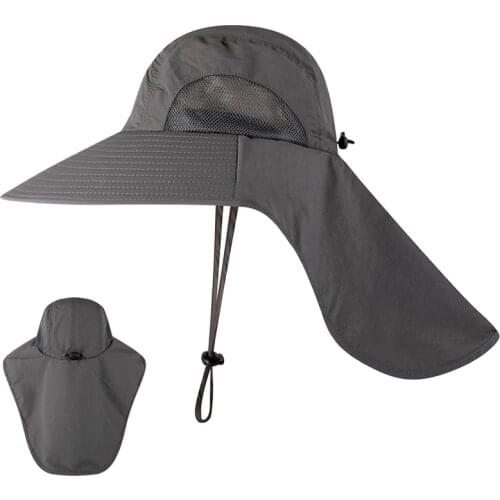 Sun Protection Cap Wide Brim Fishing Hat with Neck Flap Breathable Outdoor Mesh Safari Cap Travel Hat
