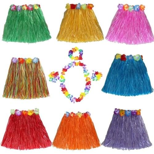 40/60cm Plastic Fibers girls Woman Hawaiian Hula Skirt Hula Grass costume Flower Skirt Hula dance dress Party Hawaii Beach PAT4
