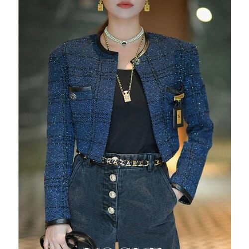2020 new winter/fall luxury tweed short jacket slim runway women metallic yarn designer badge coat jacket top quality