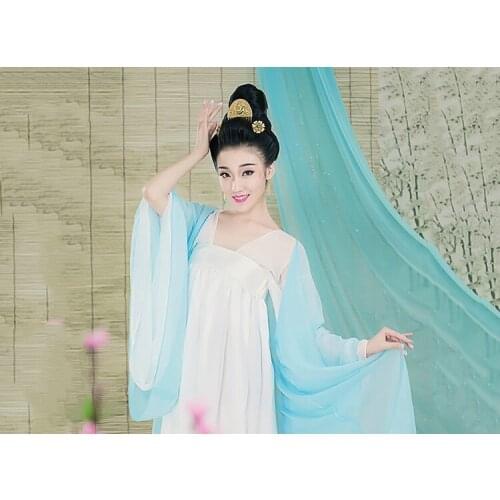 Qing Xiu Womens Costume Tang Dynasty Palace Maid Servant Princess Costume Hanfu High Waist Ruqun Classical Dance Costume