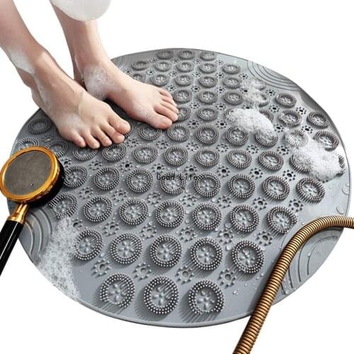 55cm Non-Slip Round Bathroom Mat Safety Shower Bath Mat Plastic Massage Pad Bathroom Carpet Floor Drainage Suction Cup Bath Mat
