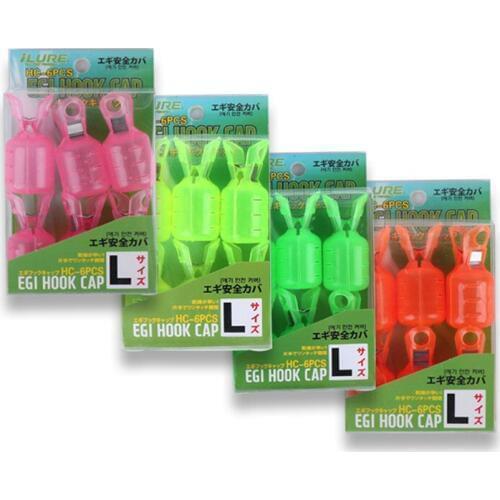 6pcs/box 2.5*3cm Wood Shrimp Hooks Cover Mountaineering lock Jig Squid Umbrella Hook Hat Box Protector Fishing Tackle pesca