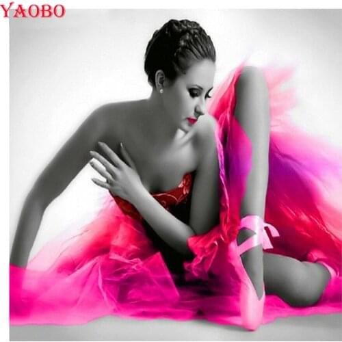 Diy diamond painting ballet girl full square & round crystal 3D diamond embroidery mosaic diamond cross stitch Red skirt girl