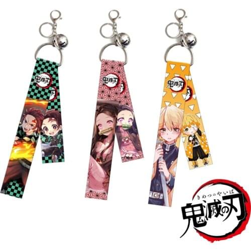 Anime Demon Slayer Keychain Cartoon Keychain Kimetsu No Yaiba Lanyard Keychain Backpack Streamers Pendant Jewelry Gift