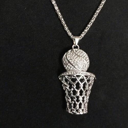 Hip Hop Basket Ball Pendant Necklace Sport Punk Necklace Street Basketball Fans Jewelry Gift Bling Chain Collier