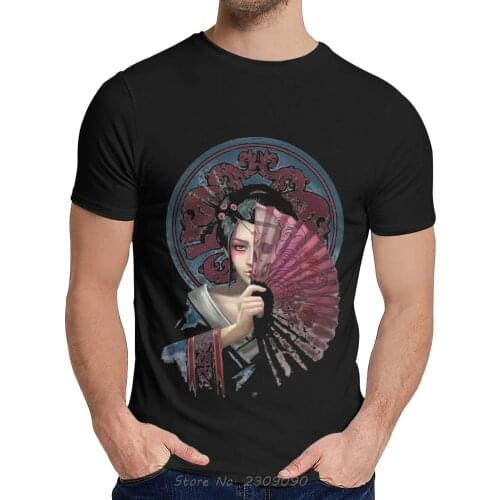 Classic O-Neck T-shirt Geisha Warrior Japan Tattoo Cool Tokyo TShirt Vintage Male Natural Cotton T Shirt Hot Sale Tees Harajuku