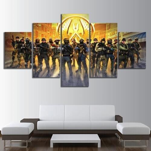 Hd Prints Home Decor 5 Panel CS Game Global Offensive Artwork Modular Poster Painting Canvas Living Room Framework