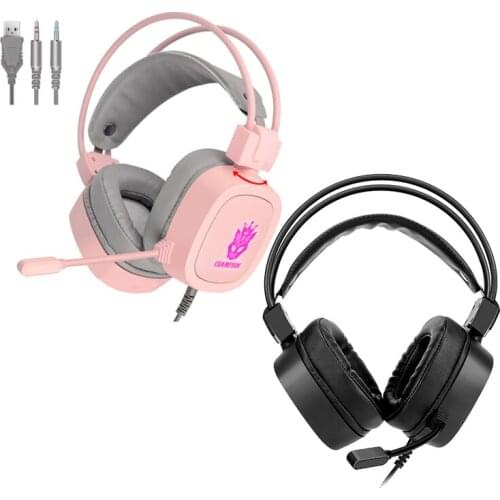 Gaming Headset 3.5Mm Wired Headset RGB Light Game Headphones Noise Cancelling with Microphone for Laptop