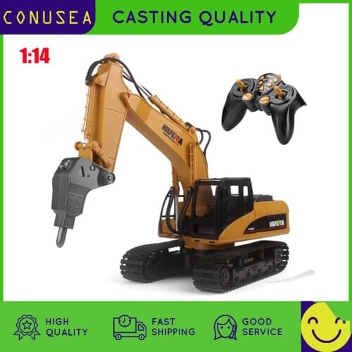 Huina Toys 1:14 Rc Excavator Tractor 2.4G 16 Ch Remote Controlled Car Alloy Drilling Car Caterpillar Engineering Cars Toys Boy