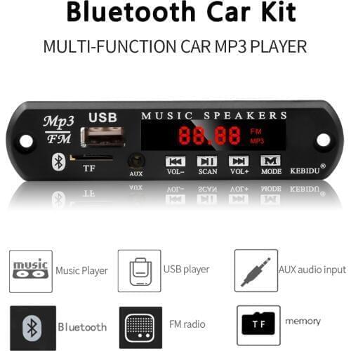 Kebidu MP3 WMA Decoder Board Wireless Bluetooth Audio Module USB FM TF Radio For Car MP3 Accessories MP3 Player DC 5V 12V