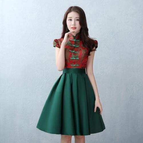 Chinese Traditional Women Short Sleeve Qipao Elegant Cheongsam Plus Size Lady Wedding Bridesmaid Dress Sexy Vestidos XXS-3XL