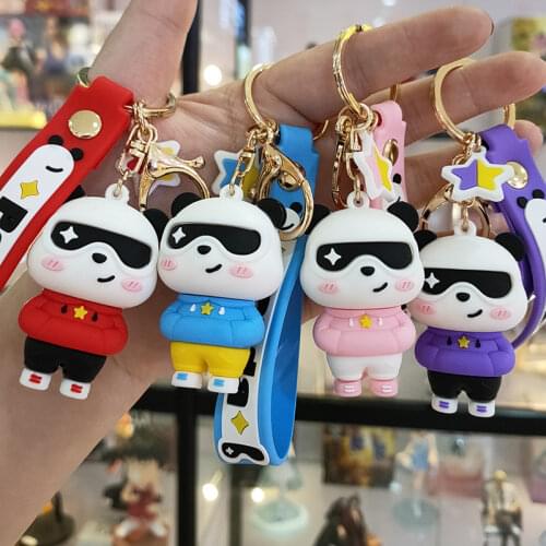 Classic Cute Black-and-White Panda Keychain Car Handbag Pendant Ornament Creative Gifts Small Tourism Bracelet Charm