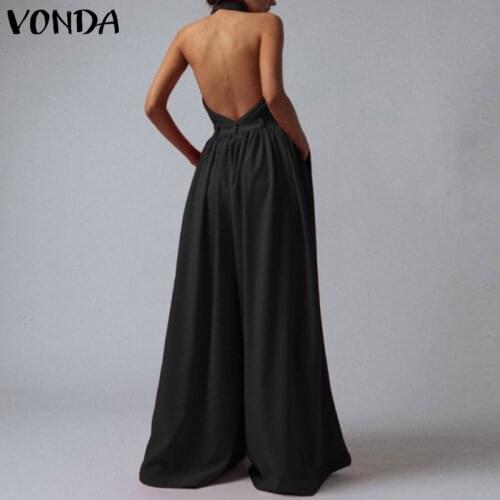 Summer Elegant Party Dress Women Backless Long Maxi Dress Bohemian Beach Sundress 2021 VONDA Femme Robe Casual Vestido