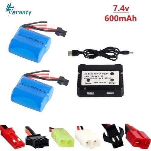 7.4v 600mAh Li-ion battery + Original Charger for H100 H102 2S 18350 7.4v Battery for JJRC S1 S2 S3 S4 S5 High Speed RC boat