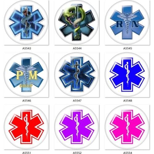 Nurse RN 10pcs mixed 12mm/18mm/20mm/25mm Round photo glass cabochon demo flat back Making findings A5543