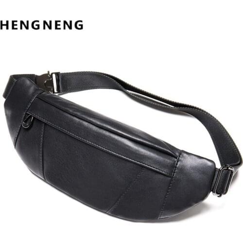 Mens Chest Bag Cow Leather Designer Hip Belt Bag For Mobile Phone Travel Men Waist Bag Shoulder Bag Cross Body Waist Bag